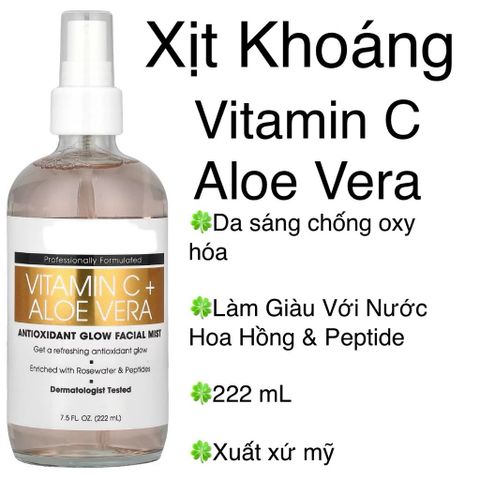 [ MỸ] Vitamin C + Ferulic Acid  Antioxidant Glow Facial Mist, 8 fl oz (237 ml) DẠNG XỊT