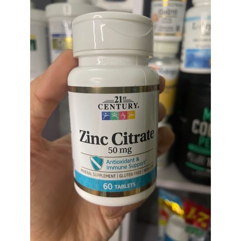 [MỸ] Viên kẽm zinc Citrate 50mg 60 viên 21st Century