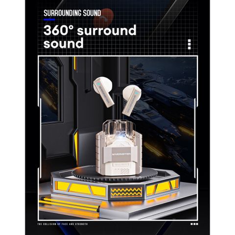 Tai Nghe Bluetooth TWS MONSTER XKT23 Âm Thanh HiFi Bluetooth 5.4, Game Mode, Đàm Thoại HD Khử Ồn ENC