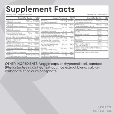Viên uống bổ sung Vitamin Sports Research Advanced MultiVitamin 180 viên của Mỹ