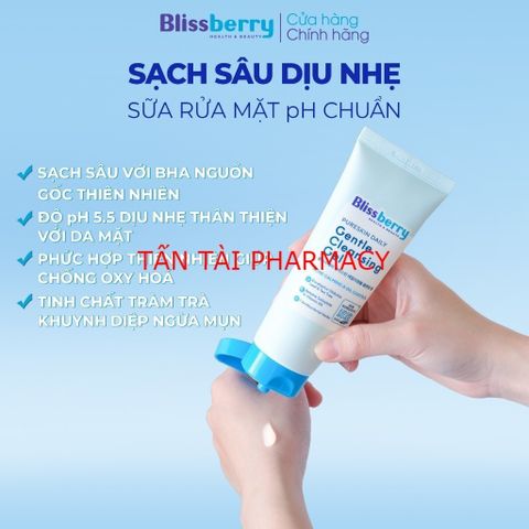 ✅[CHÍNH HÃNG, CHO KIỂM HÀNG] Sữa rửa mặt dịu nhẹ sạch sâu giảm mụn Blissberry Daily Gentle Cleansing Gel 100ml