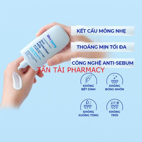 ✅[CHÍNH HÃNG, CHO KIỂM HÀNG] Kem chống nắng nâng tông kiềm dầu Blissberry Pureskin Daily Sun Protection Milk 60ml