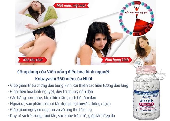 Viên điều hòa kinh nguyệt Kobayashi 180v/360v Nội Địa Nhật