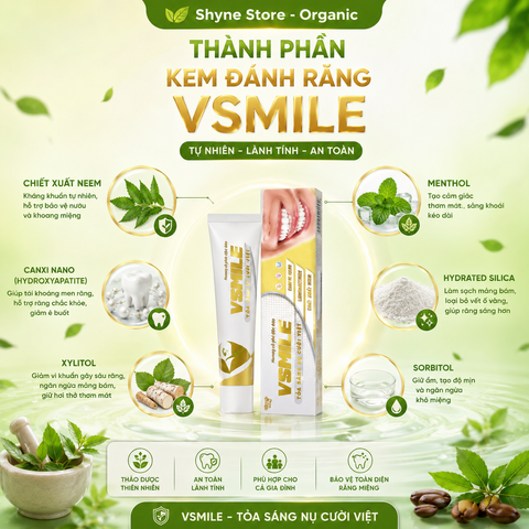 Kem đánh răng thảo dược vị cà phê Vsmile | Giúp răng chắc khỏe, giảm hôi miệng, hơi thở thơm mát 150g