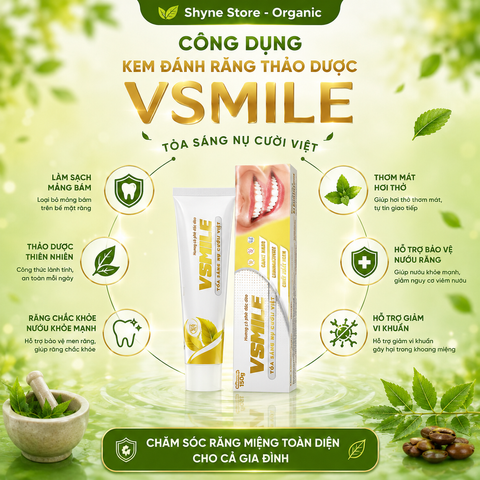 Kem đánh răng thảo dược vị cà phê Vsmile | Giúp răng chắc khỏe, giảm hôi miệng, hơi thở thơm mát 150g