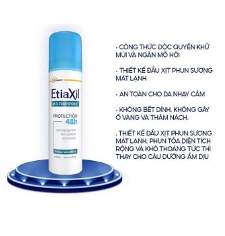 Xịt Khử Mùi EtiaXil Dạng Phun Sương Deodorant Anti-Transpirant Protection 48H ( Chai 150ml)