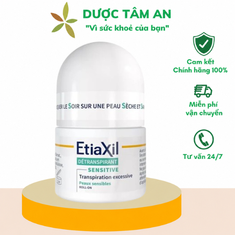 Lăn Khử Mùi EtiaXil Detranspirant Traitement Roll-On Peaux Sensibles Nhãn Xanh Cho Da Nhạy Cảm 15ml 