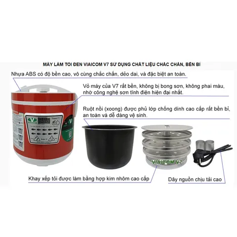 Máy Làm Tỏi Đen Viaicom V7 - Công Nghệ Nhật Bản, Tự Động, 4 Tầng, Tối Đa 2.5kg Tỏi Tươi, Chế Độ Lên Men 99.99% Hương Vị Ngọt Dẻo