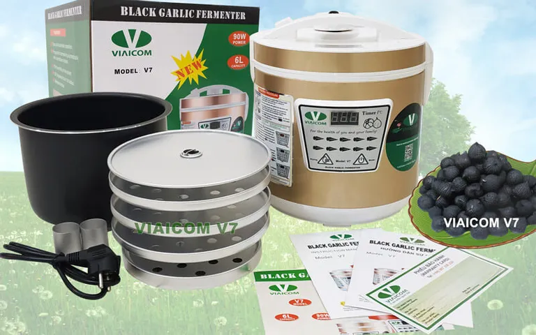Máy Làm Tỏi Đen Viaicom V7 - Công Nghệ Nhật Bản, Tự Động, 4 Tầng, Tối Đa 2.5kg Tỏi Tươi, Chế Độ Lên Men 99.99% Hương Vị Ngọt Dẻo