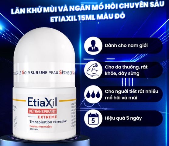 Lăn Khử Mùi Và Ngăn Mồ Hôi Chuyên Sâu EtiaXil Detranspirant 15ml