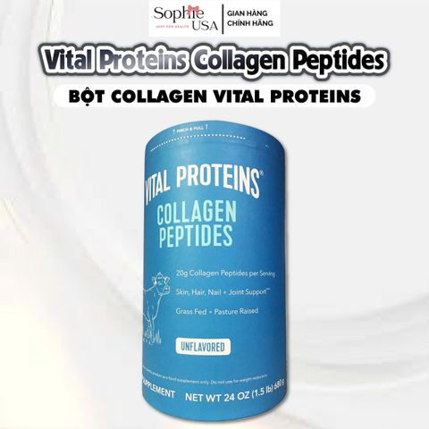 Bột Collagen Vital Proteins Collagen Peptides 680g - Tăng cường độ đàn hồi, trẻ hóa da, giảm nếp nhăn, hỗ trợ tóc và xương khớp