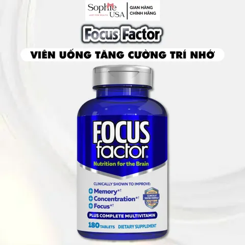 Focus Factor Bổ Não Hỗ Trợ Trí Nhớ 180 Viên - Tăng Cường Tập Trung và Khả Năng Ghi Nhớ Cho Sinh Viên và Người Già