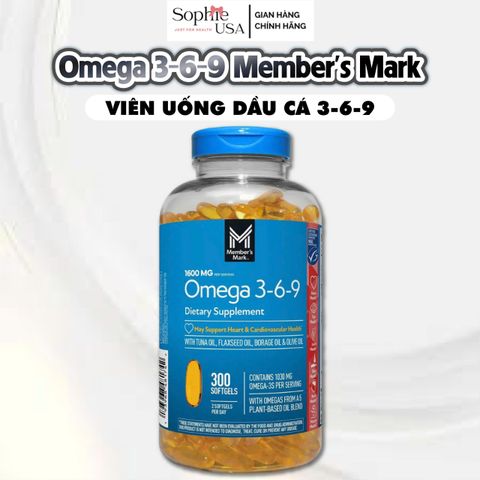 Viên uống Omega 369 Member's Mark 300 viên - Hỗ trợ sức khỏe tim mạch và cải thiện trí nhớ