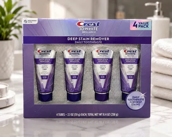 Kem đánh răng Crest 3D White Brilliance Deep Stain Remover Ultra White siêu trắng 59g
