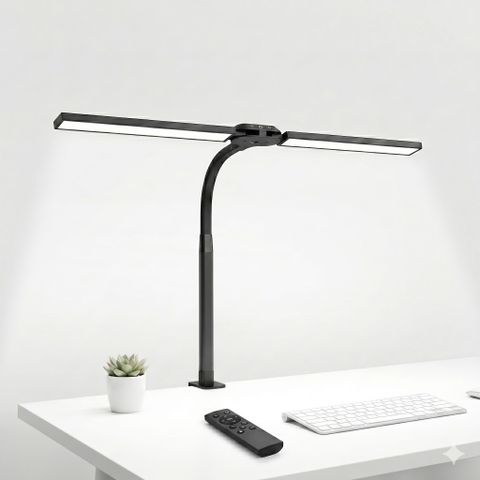 Đèn LED Kẹp Bàn Máy Tính Double Head Desk Lamp – 24W, Có Remote Điều Khiển