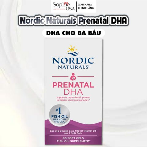 Viên uống Prenatal DHA Nordic 90 viên - Bổ sung Omega-3 cho bà bầu và trẻ sơ sinh, hỗ trợ phát triển trí não và giảm căng thẳng.