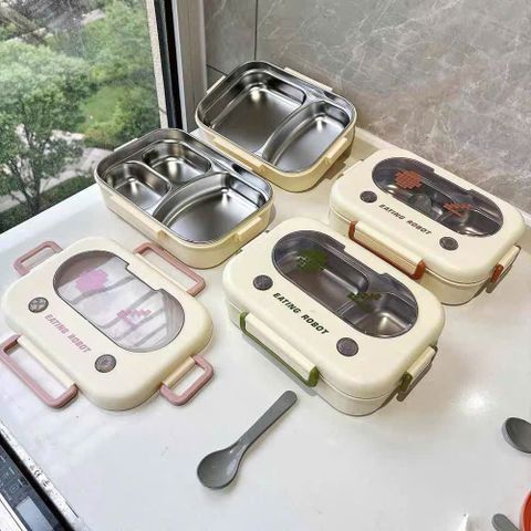 Hộp cơm văn phòng 3 ngăn inox Eating Robot tiện lợi