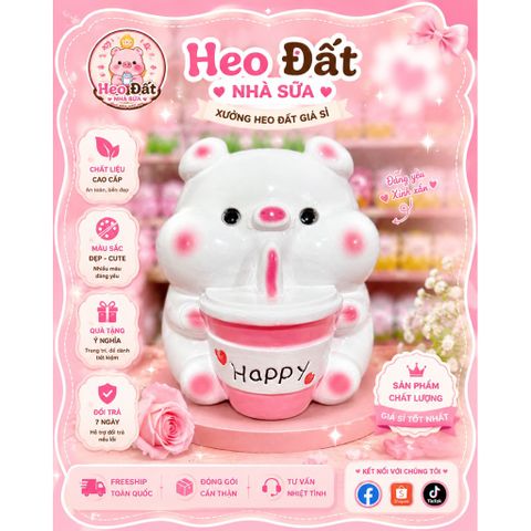 Heo đất tiết kiệm hút trà sữa lỗ ngang