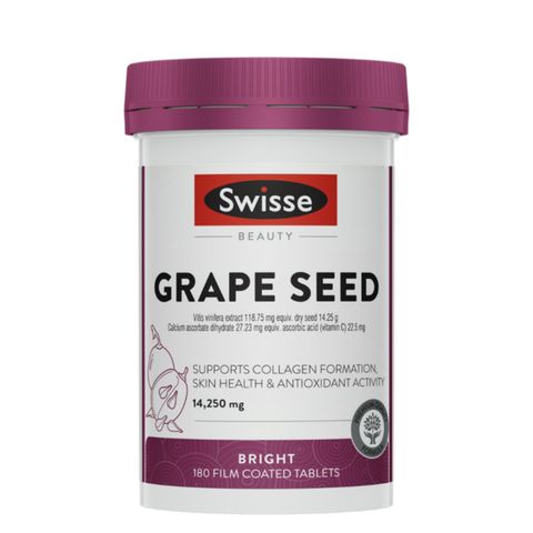 Viên Uống Tinh Chất Hạt Nho Swisse Beauty Grape Seed 14.25g - 180 & 300 viên - Hỗ Trợ Trung Hoà Các Gốc Tự Do - Bảo Vệ Tim Mạch & Chăm Sóc Da Từ Bên Trong - Hàng Chuẩn Úc