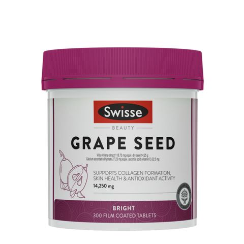Viên Uống Tinh Chất Hạt Nho Swisse Beauty Grape Seed 14.25g - 180 & 300 viên - Hỗ Trợ Trung Hoà Các Gốc Tự Do - Bảo Vệ Tim Mạch & Chăm Sóc Da Từ Bên Trong - Hàng Chuẩn Úc