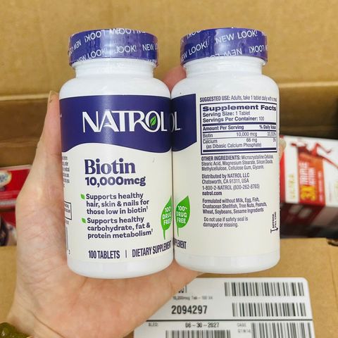 Đẹp da tóc móng Natrol Biotin 10,000 mcg USA 100 viên