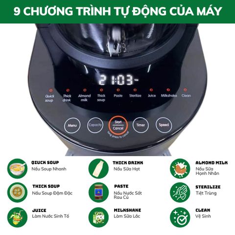 Máy Xay Nấu Sữa Hạt Đa Năng MEDION MD19725 9 Chương Trình Tự Động Vệ Sinh