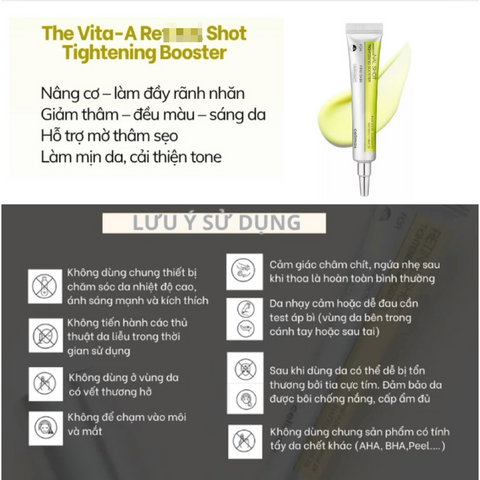 Kem Dưỡng Celimax Vita A Retynal Shot Tightening Booster 15ml - Dưỡng Da Săn Chắc, Mịn Mượt
