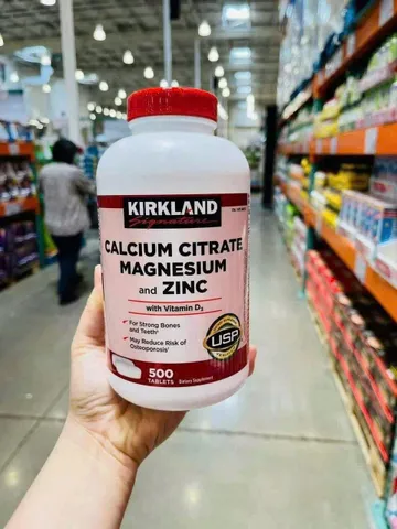 Viên uống Kirkland Calcium Citrate Magnesium Zinc 500 viên - Hỗ trợ xương và răng chắc khỏe, bổ sung canxi, magie, kẽm cho sức khỏe tốt 