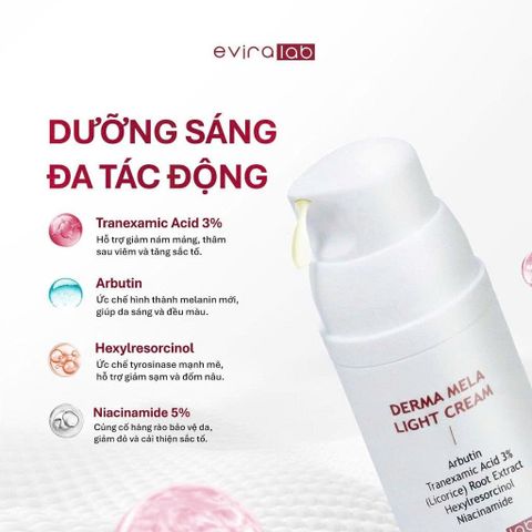 Kem Dưỡng Trắng Da Mờ Nám EVIRALAB MELA LIGHT CREAM 50ml [hàng nhập khẩu]