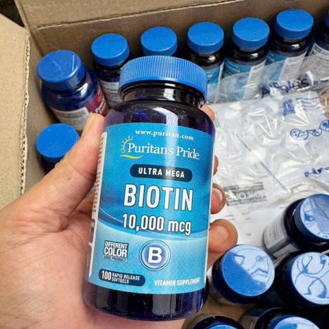 Viên Uống Puritan's Pride Ultra Mega Biotin 10000 mcg - Kích Thích Mọc Tóc - Giảm Gãy Rụng - 