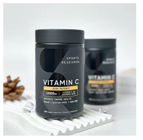 Viên Uống Bổ Sung Vitamin C Sports Research 1000mg - Hỗ Trợ Miễn Dịch, 180 Viên