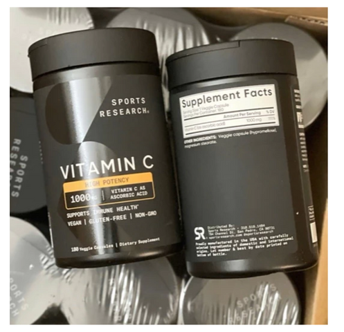 Viên Uống Bổ Sung Vitamin C Sports Research 1000mg - Hỗ Trợ Miễn Dịch, 180 Viên