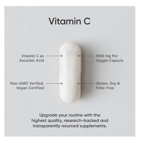Viên Uống Bổ Sung Vitamin C Sports Research 1000mg - Hỗ Trợ Miễn Dịch, 180 Viên