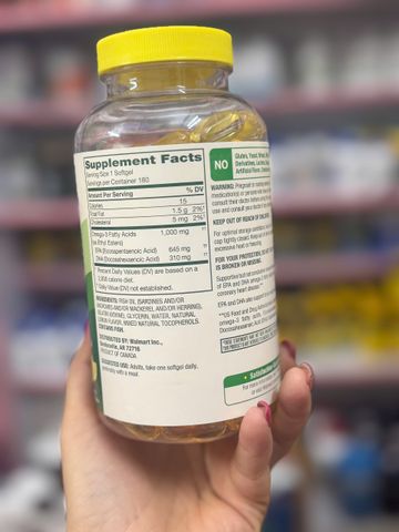 Spring Valley Omega 3 1000mg 180 viên - Bổ sung Omega 3 hỗ trợ tim mạch, não bộ và sức khỏe tổng thể