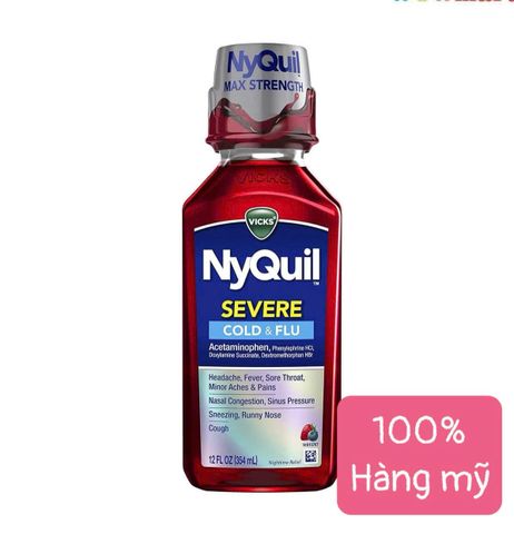 NyQuil Severe Cold & Flu - Hỗ Trợ Giảm Đau Đầu, Sốt, Nghẹt Mũi và Ho - Thực Phẩm Chức Năng Mỹ