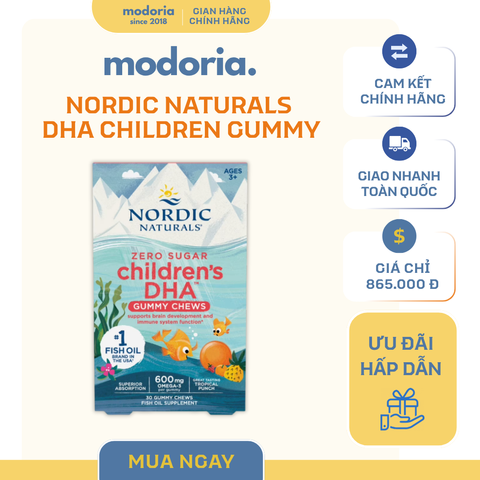 [modoria.] Viên nhai DHA Nordic Naturals DHA Gummy Chews 30 viên Mỹ - Vị trái cây