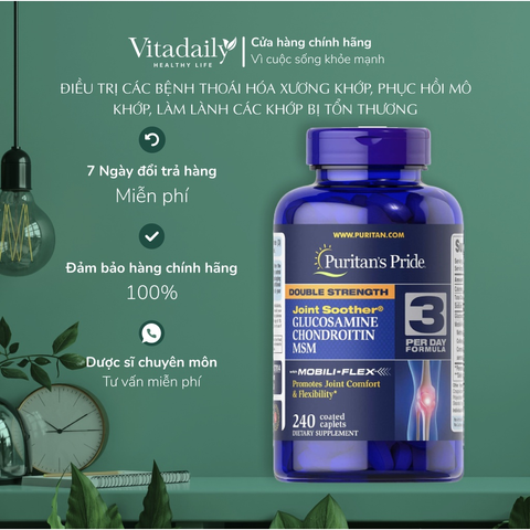 Viên uống bổ khớp Puritan’s Pride Glucosamine, Cho ndroitin, MSM 90 Date Xa NK