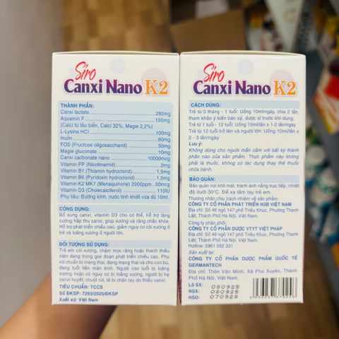 CANXI NANO K2 tảo biển đỏ - Hộp 20 ống siro 10ml dùng cho bé từ 0 tháng