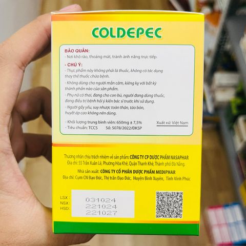 Ho thảoo dượcc 2 lớp COLDEPEC & CODETEX FORTE - ho dầu xanh đỏ 100 viên