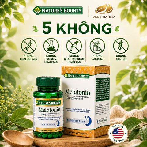 Viên uống Hỗ trợ giấc ngủ  Nature's Bounty Melatoni n (60 viên) giúp ngủ sâu giấc, thư giãn giảm căng thẳng