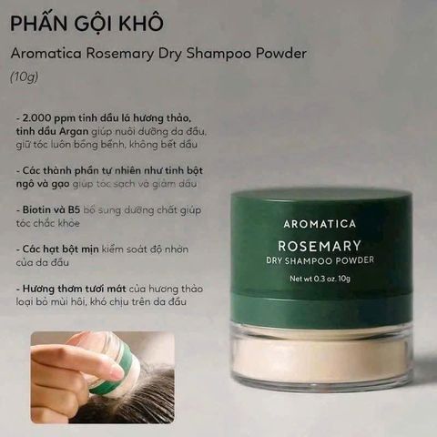 Dầu Gội Khô Aromatica Rosemary Dry Shampoo Powder