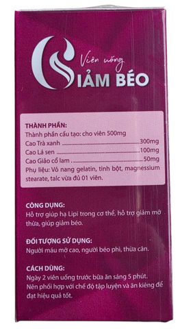 Viên uống giảm béo hộp 30 viên hàng chính hãng