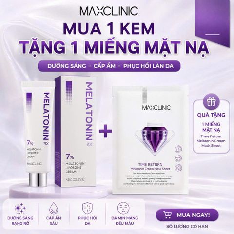 KEM DƯỠNG SÁNG MỜ THÂM CẤP ẨM Maxclinic Melatonin 7% Liposome Cream 50ml