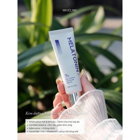 KEM DƯỠNG SÁNG MỜ THÂM CẤP ẨM Maxclinic Melatonin 7% Liposome Cream 50ml