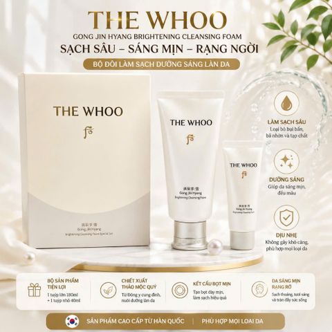 SET SỮA RỬA MẶT WHOO TRẮNG HOÀNG CUNG WHOO GONG JIN HYANG BRIGHTENING CLEANSING FOAM