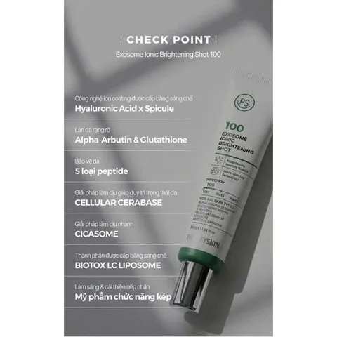 KEM DƯỠNG SÁNG CHUYÊN SÂU PS 100 EXOSOME IONIC BRIGHTENING SHOT PRETTYSKIN