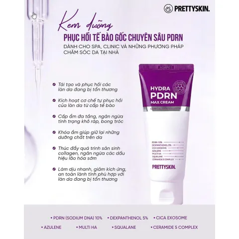 KEM DƯỠNG PHỤC HỒI TẾ BÀO GỐC CHUYÊN SÂU HYDRA PDRN MAX CREAM PRETTYSKIN