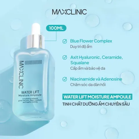 SERUM CẤP ẨM CHUYÊN SÂU CHO LÀN DA CĂNG MƯỚT MAXCLINIC WATER LIFT MOISTURE AMPOULE