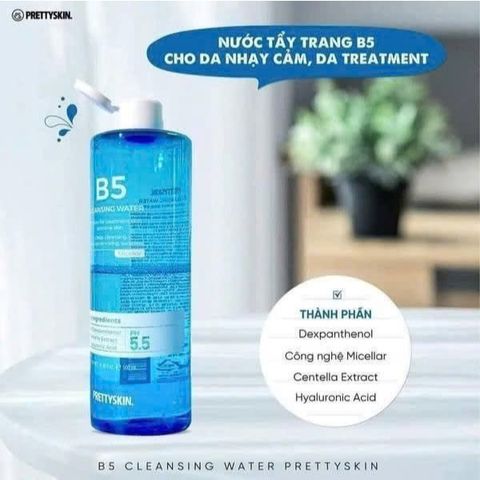 NƯỚC TẨY TRANG B5 PRETTYSKIN CLEANS WATER 500ML LÀM SẠCH SÂU, DỊU NHẸ, PHỤC HỒI DA