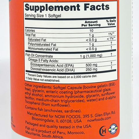 Dầu cá Omega-3 Now Ultra Omega-3 500 EPA/ 250 DHA 180 viên